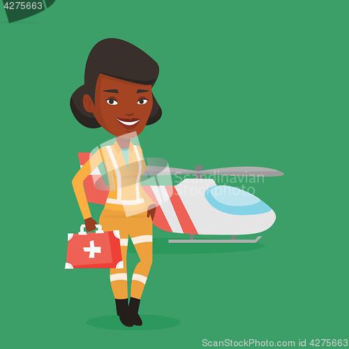 Image of Doctor of air ambulance vector illustration.