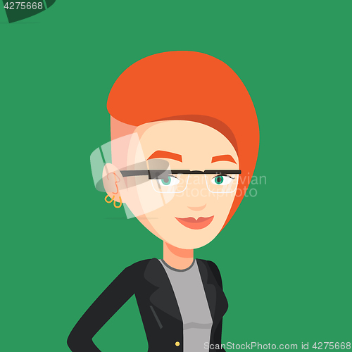 Image of Woman wearing smart glass vector illustration.