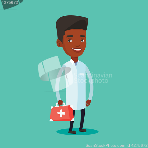 Image of Doctor holding first aid box vector illustration.