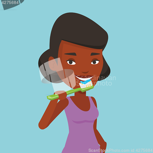 Image of Woman brushing her teeth vector illustration.