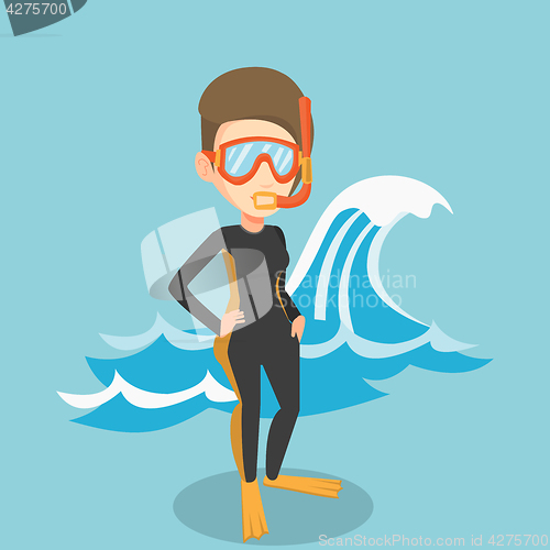 Image of Young scuba diver vector illustration.