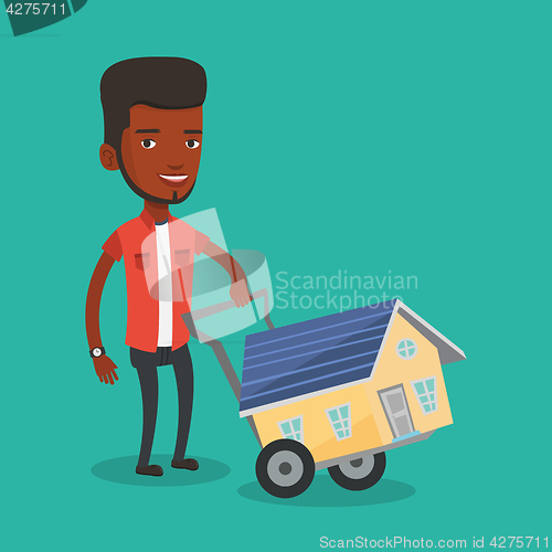 Image of Young man buying house vector illustration.