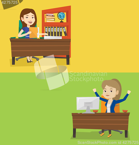 Image of Two business banners with space for text.