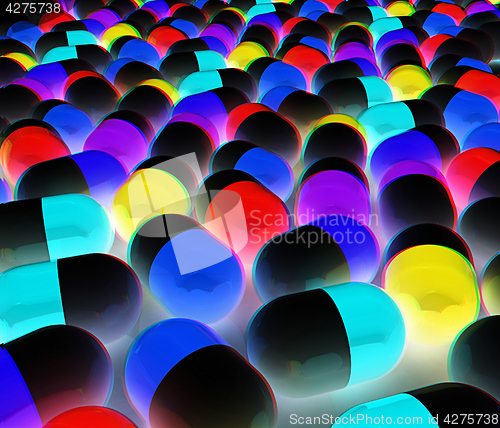 Image of Tablets background. 3D illustration. Anaglyph. View with red/cya
