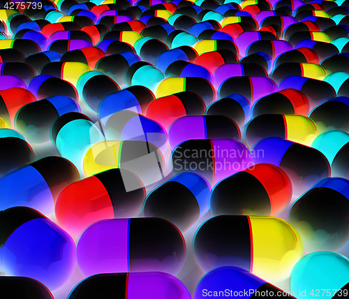 Image of Tablets background. 3D illustration. Anaglyph. View with red/cya