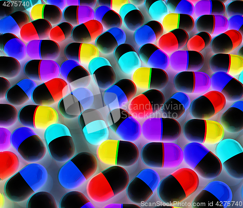 Image of Tablets background. 3D illustration. Anaglyph. View with red/cya