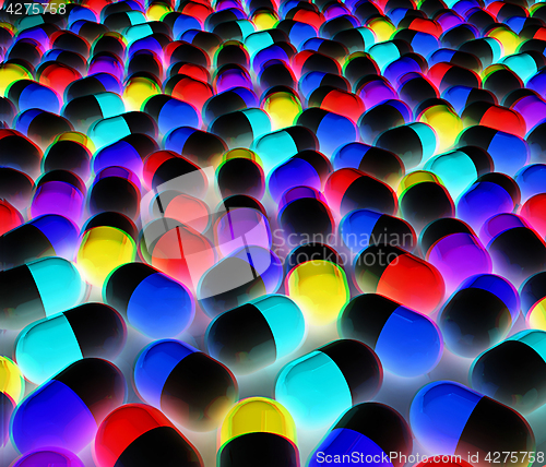 Image of Tablets background. 3D illustration. Anaglyph. View with red/cya