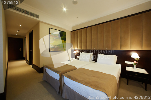 Image of Interior of a hotel bedroom