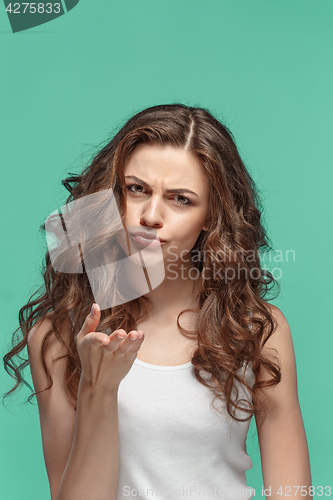 Image of The portrait of disgusted woman