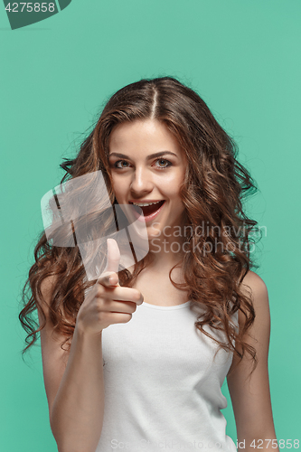 Image of The young woman\'s portrait with happy emotions