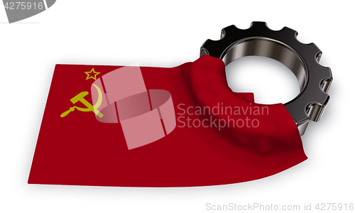 Image of gear wheel and flag of  the soviet union - 3d rendering