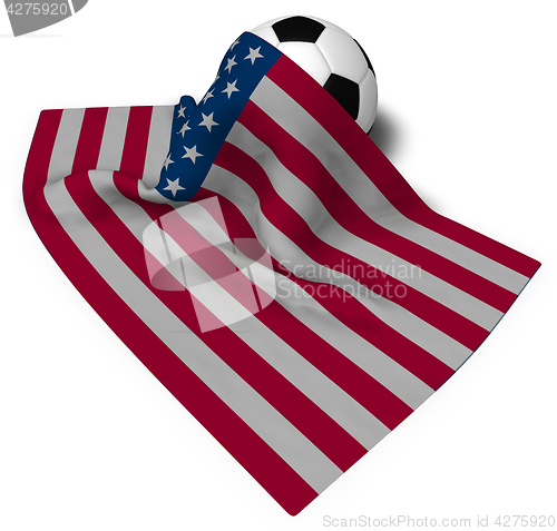 Image of soccer ball and flag of the usa - 3d rendering