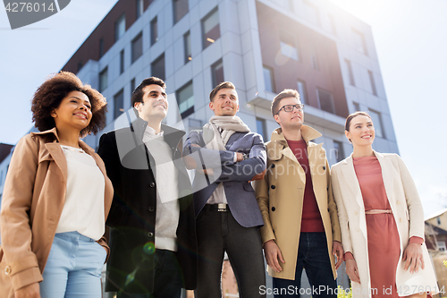 Image of international group of people on city street