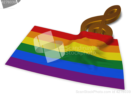 Image of clef symbol and rainbow flag - 3d rendering