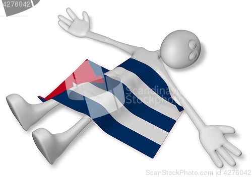 Image of dead cartoon guy and flag of cuba - 3d illustration