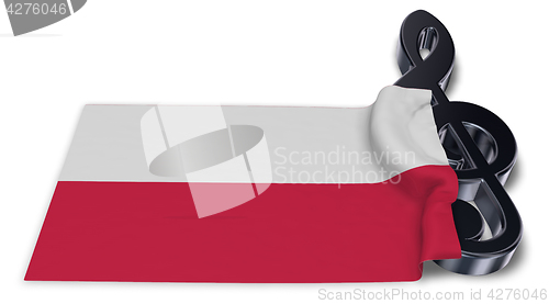 Image of clef symbol and polish flag - 3d rendering