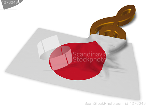 Image of clef symbol symbol and flag of japan - 3d rendering