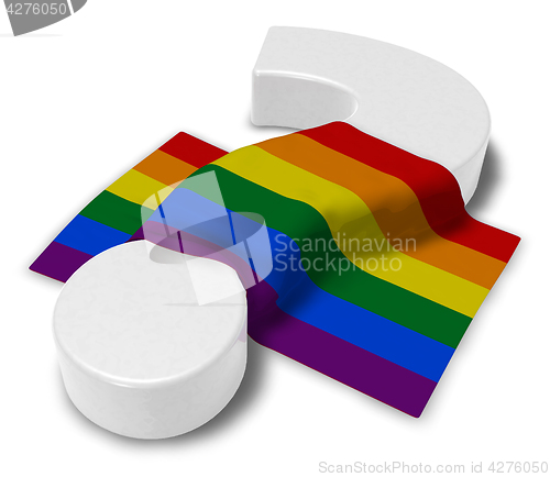 Image of question mark and rainbow flag - 3d illustration