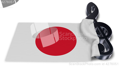 Image of clef symbol symbol and flag of japan - 3d rendering