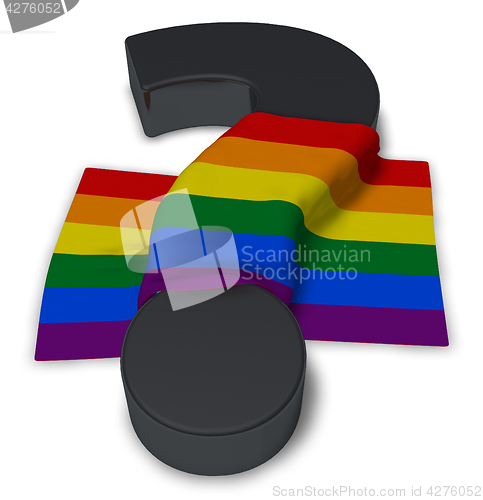 Image of question mark and rainbow flag - 3d illustration