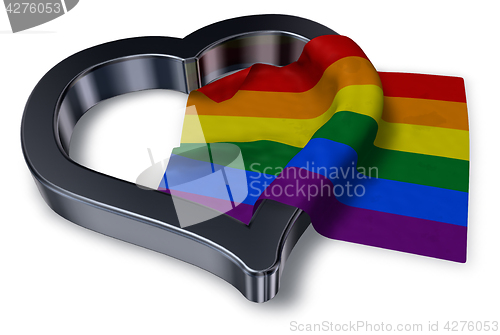 Image of rainbow flag and heart symbol - 3d rendering