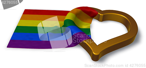 Image of rainbow flag and heart symbol - 3d rendering