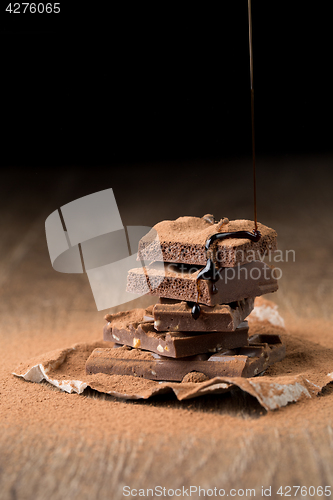 Image of Pieces of chocolate on table