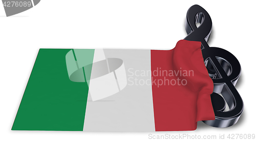 Image of clef symbol and italian flag - 3d rendering