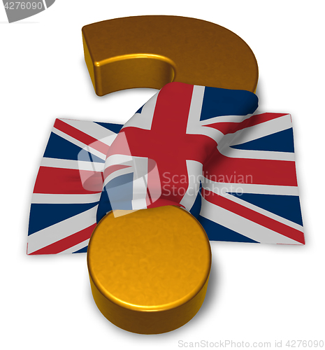 Image of question mark and flag of the uk - 3d illustration