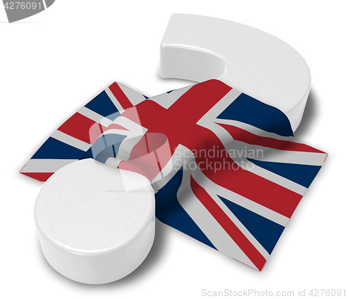 Image of question mark and flag of the uk - 3d illustration