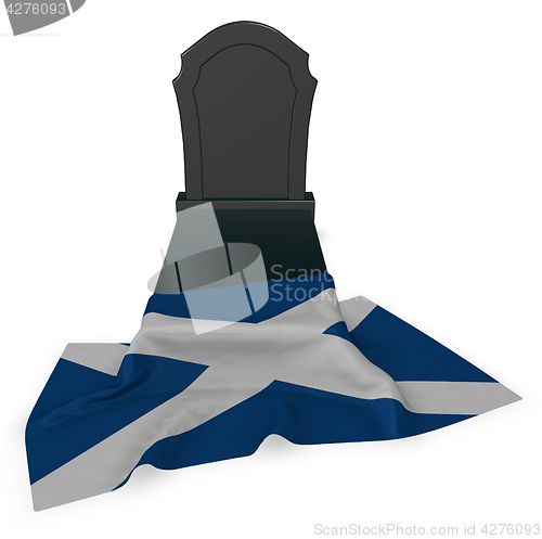 Image of gravestone and flag of scotland - 3d rendering