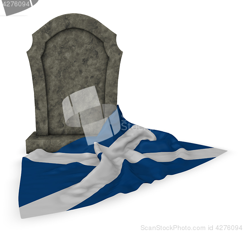 Image of gravestone and flag of scotland - 3d rendering