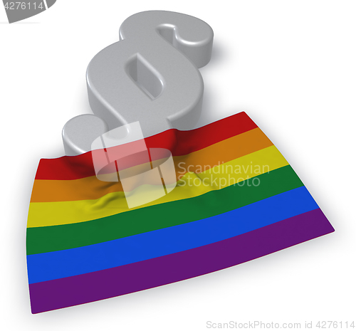 Image of paragraph symbol and rainbow flag - 3d rendering