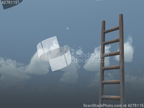 Image of ladder in front of cloudy sky - 3d illustration