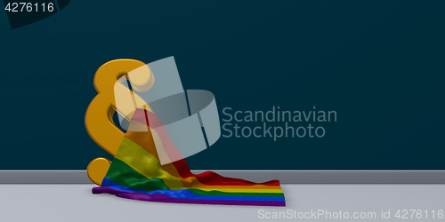 Image of paragraph symbol and rainbow flag - 3d rendering