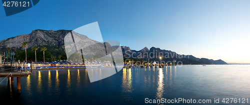 Image of Sea and mountains in evening