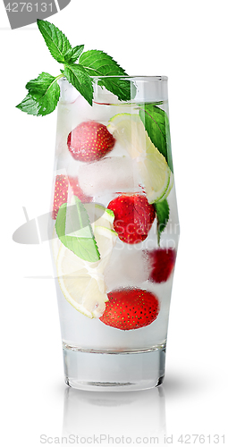 Image of Lime strawberry lemonade with mint sprig