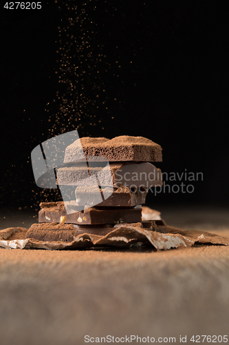 Image of Broken chocolate on bakery paper