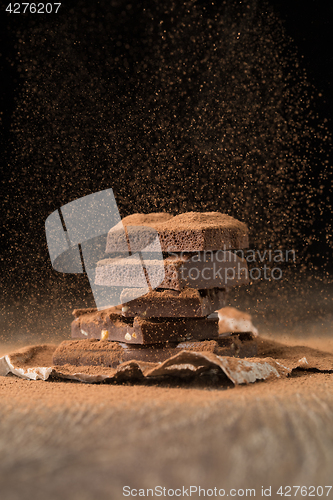 Image of Broken chocolate on baking paper