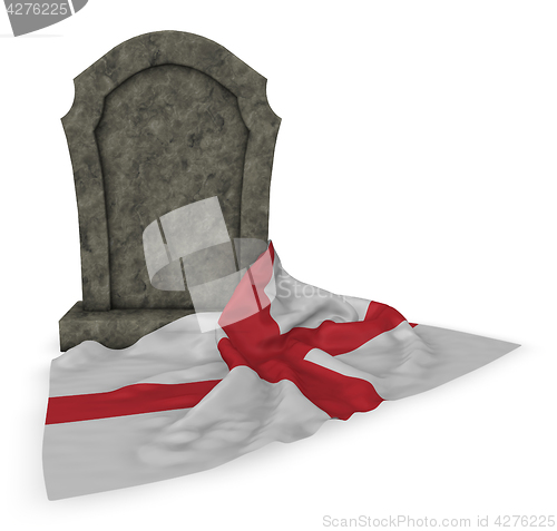 Image of gravestone and flag of england - 3d rendering