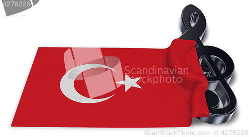 Image of clef symbol symbol and flag of turkey - 3d rendering