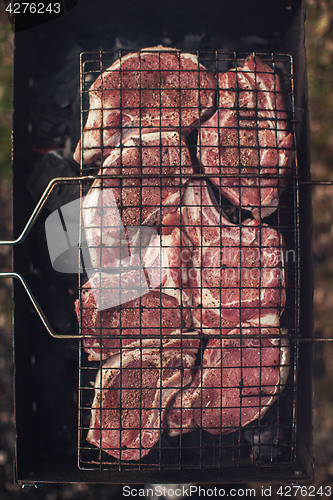 Image of Grilling fresh entrecote pork