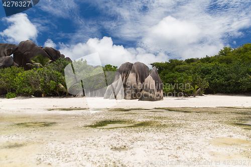 Image of island beach in indian ocean on seychelles