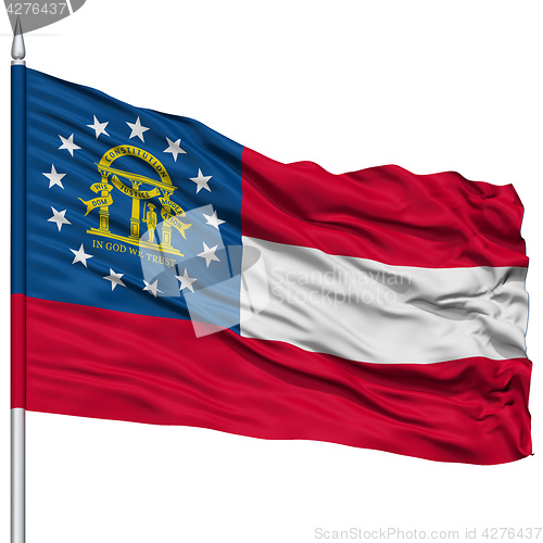 Image of Isolated Georgia Flag on Flagpole, USA state