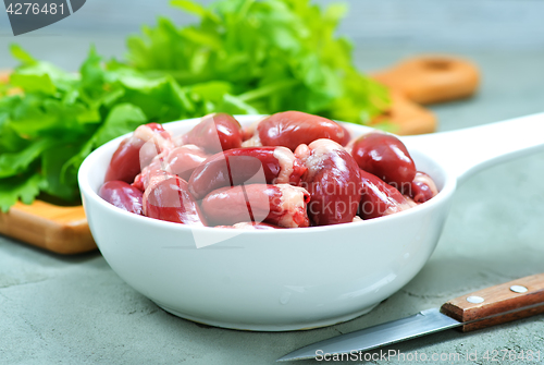 Image of raw chicken hearts