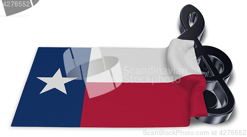 Image of clef symbol and flag of texas - 3d rendering