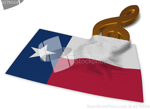 Image of clef symbol and flag of texas - 3d rendering