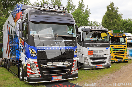 Image of Row of Finnish Show Trucks 