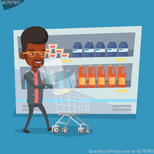 Image of Customer with shopping cart vector illustration.