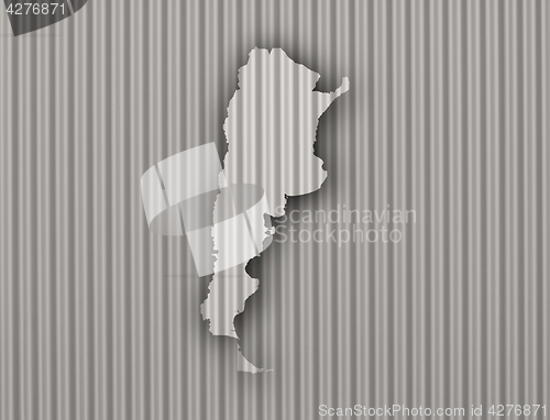 Image of Map of Argentina on corrugated iron